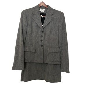 Tara Jarmon Women’s Charcoal Gray Jacket + Mini Skirt Suit FR Size 40